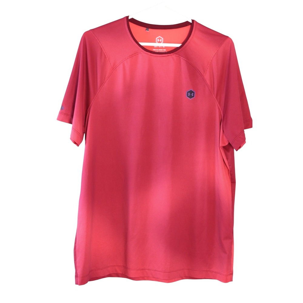 Under Armour Men L  The UA Rush Tee Red Fitted Heat Gear Celliant‎ Gradient Red